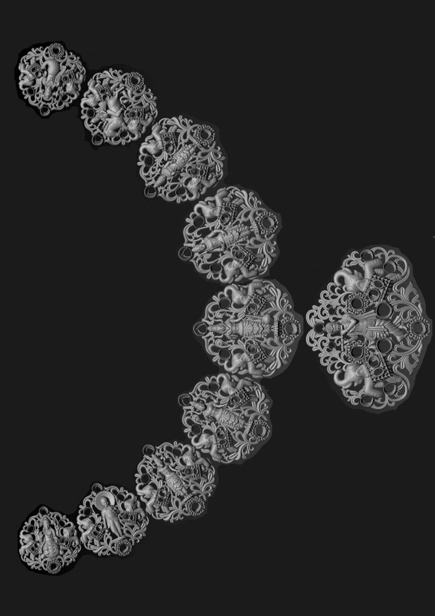Filigree bead necklace components modelled in ZBrush for casting