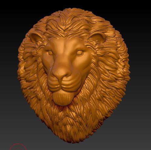 Lion head jewellery sculpt with detailed mane, modelled in ZBrush by an R3 Jewel Academy student